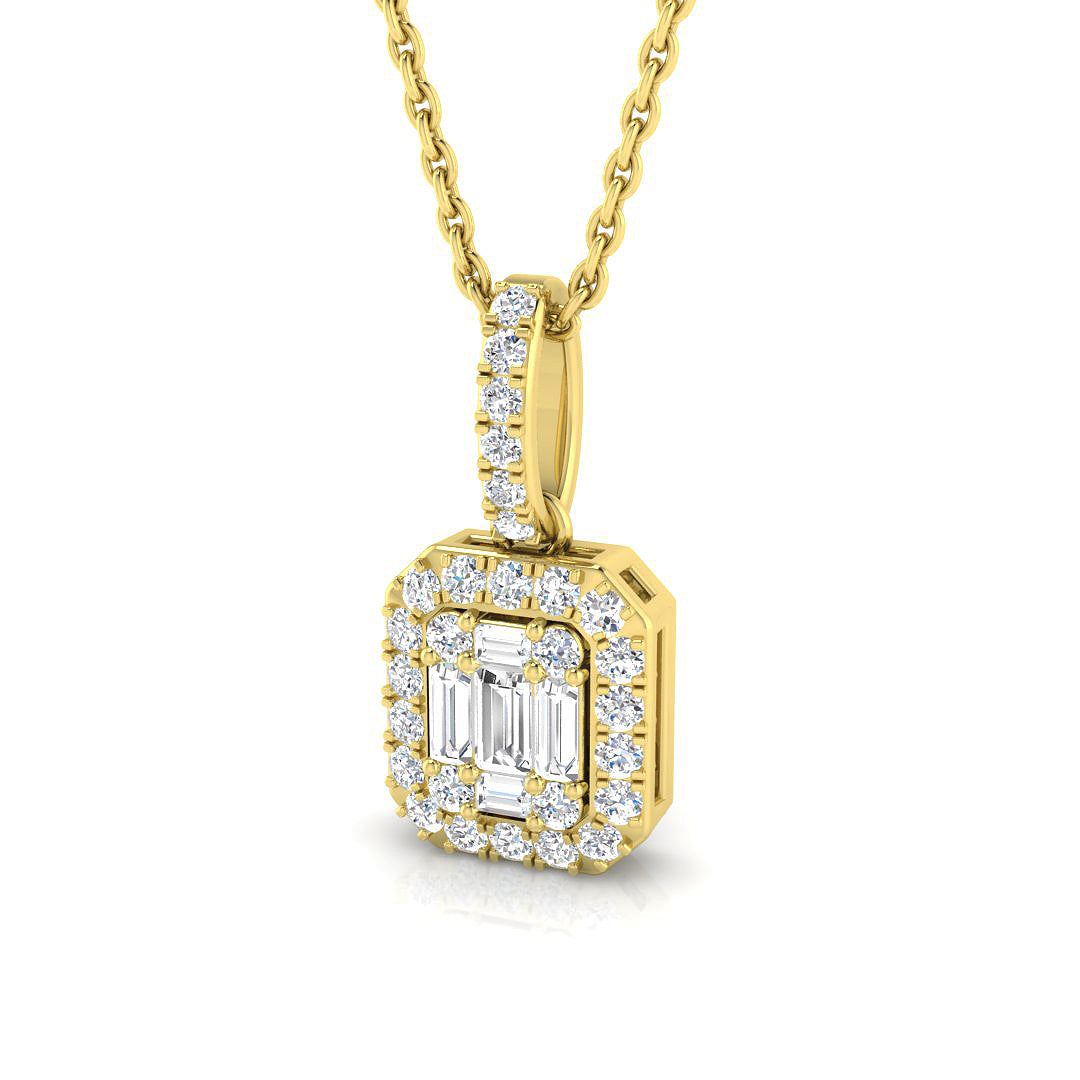 Erinus Baguette Brilliant Pendant 0.33ct to 0.75ct Gold (Without Chain ) in 10K/14K gold and platinum with certified lab-grown or natural diamonds