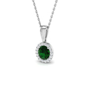 Green Emerald Diamond Pendant UK in 10K/14K gold and platinum with certified lab-grown or natural diamonds