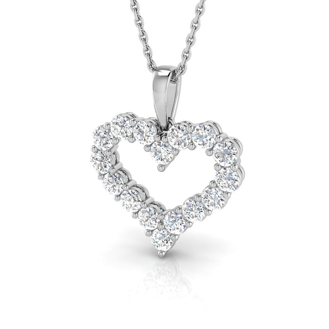 Heart-Shaped Round Diamond Pendant in 10K/14K gold and platinum with certified lab-grown or natural diamonds