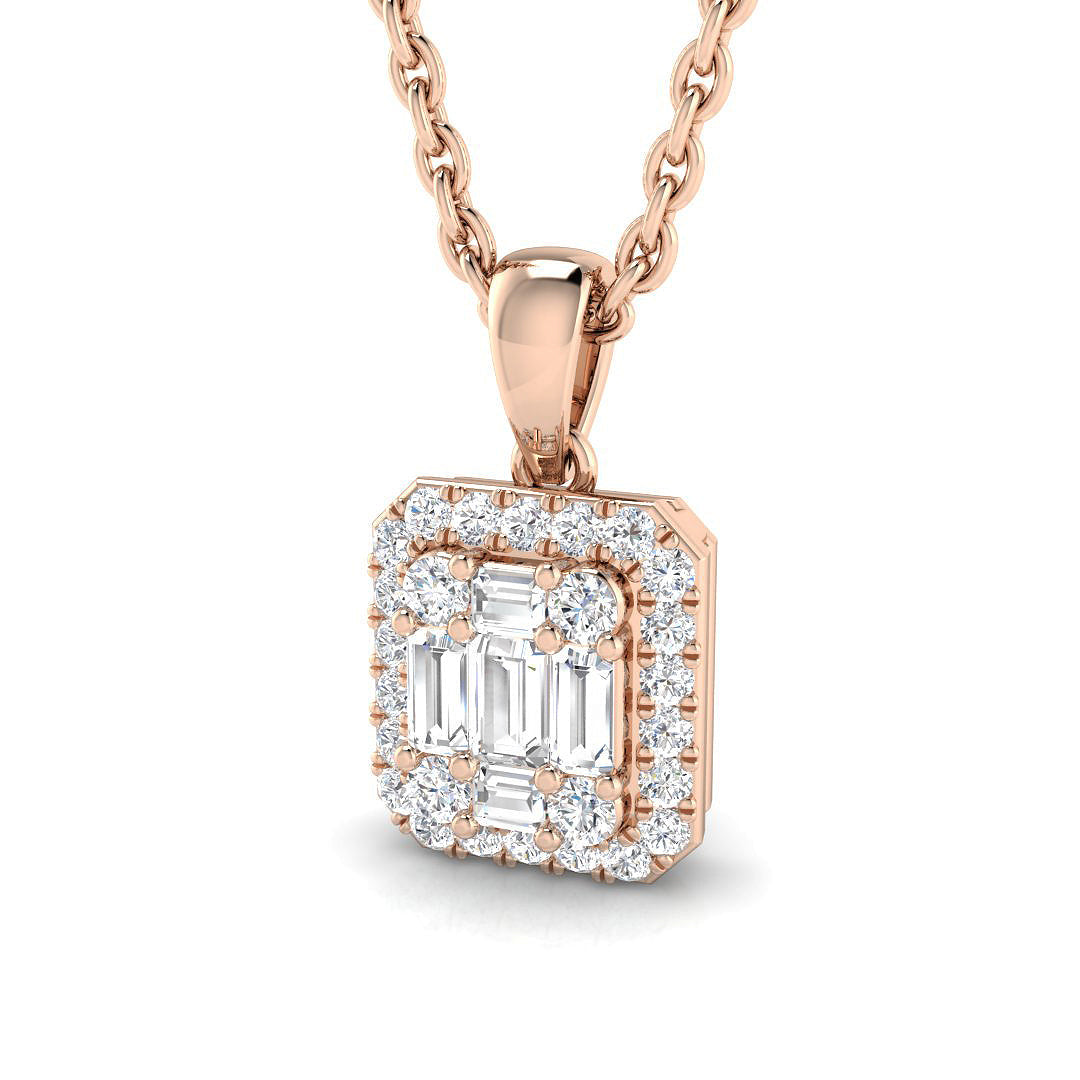 Baguette Brilliant Pendant 0.2ct to 0.75ct Gold (Without Chain ) in 10K/14K gold and platinum with certified lab-grown or natural diamonds