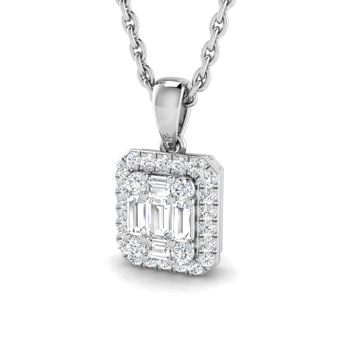 Baguette Brilliant Pendant 0.2ct to 0.75ct Gold (Without Chain ) in 10K/14K gold and platinum with certified lab-grown or natural diamonds
