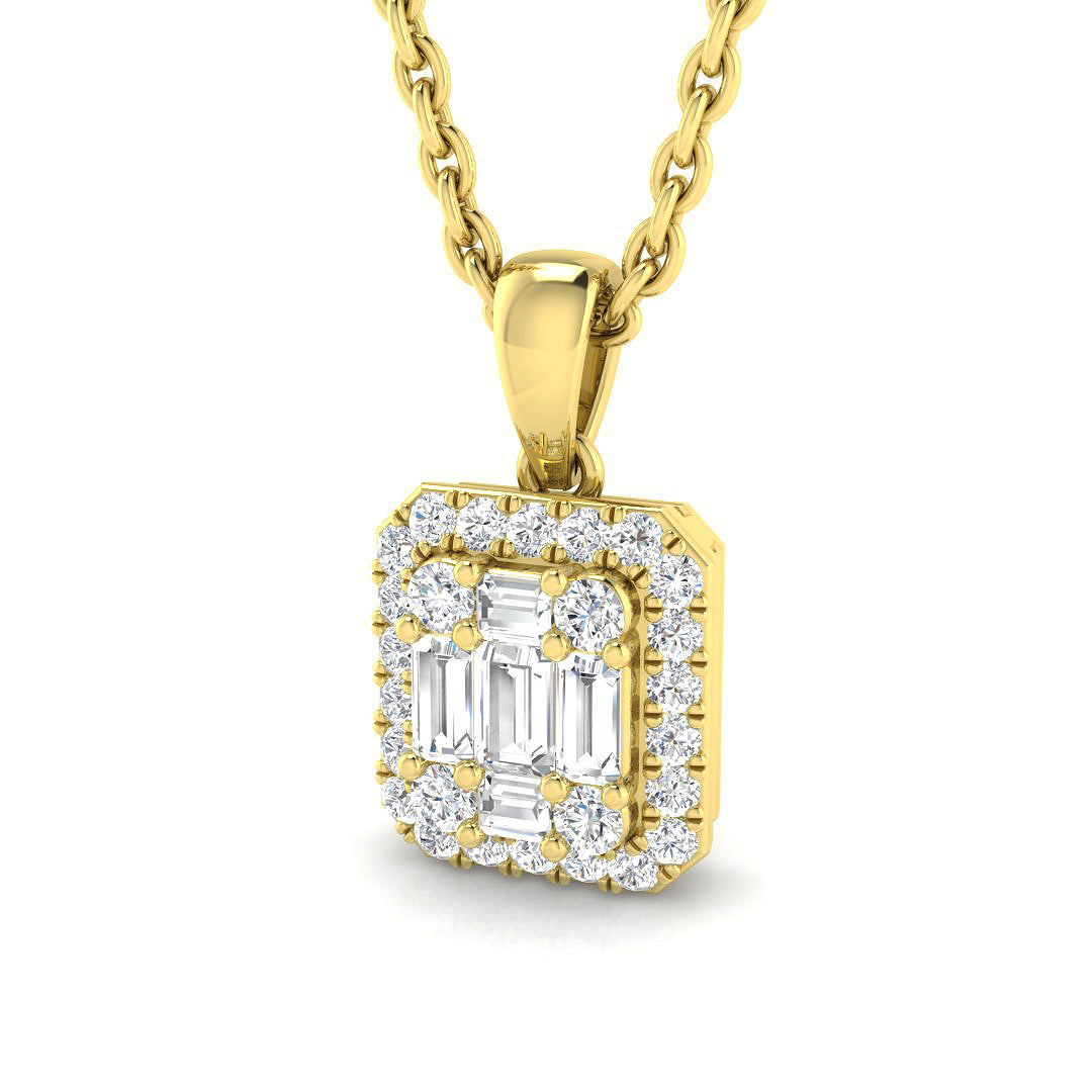 Baguette Brilliant Pendant 0.2ct to 0.75ct Gold (Without Chain ) in 10K/14K gold and platinum with certified lab-grown or natural diamonds