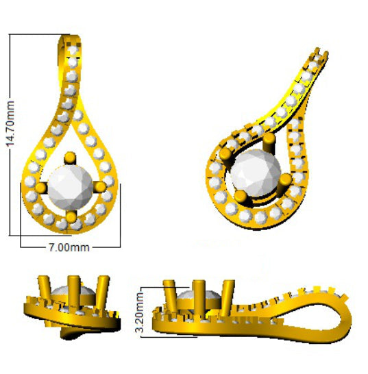 Lab Grown Diamond Drop Pendant Necklace 4 Claw Set Without Chain in 10K/14K gold and platinum with certified lab-grown or natural diamonds