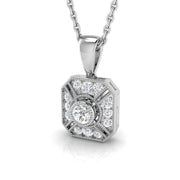 Octagon Diamond Pendant Necklace with Vintage Style Design - UK Made in 10K/14K gold and platinum with certified lab-grown or natural diamonds