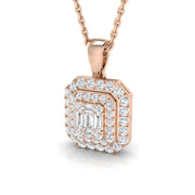 Baguette and Round Diamond Pendant Necklace in 10K/14K gold and platinum with certified lab-grown or natural diamonds