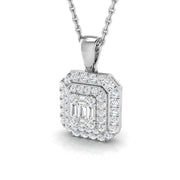 Baguette and Round Diamond Pendant Necklace in 10K/14K gold and platinum with certified lab-grown or natural diamonds