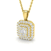Baguette and Round Diamond Pendant Necklace in 10K/14K gold and platinum with certified lab-grown or natural diamonds