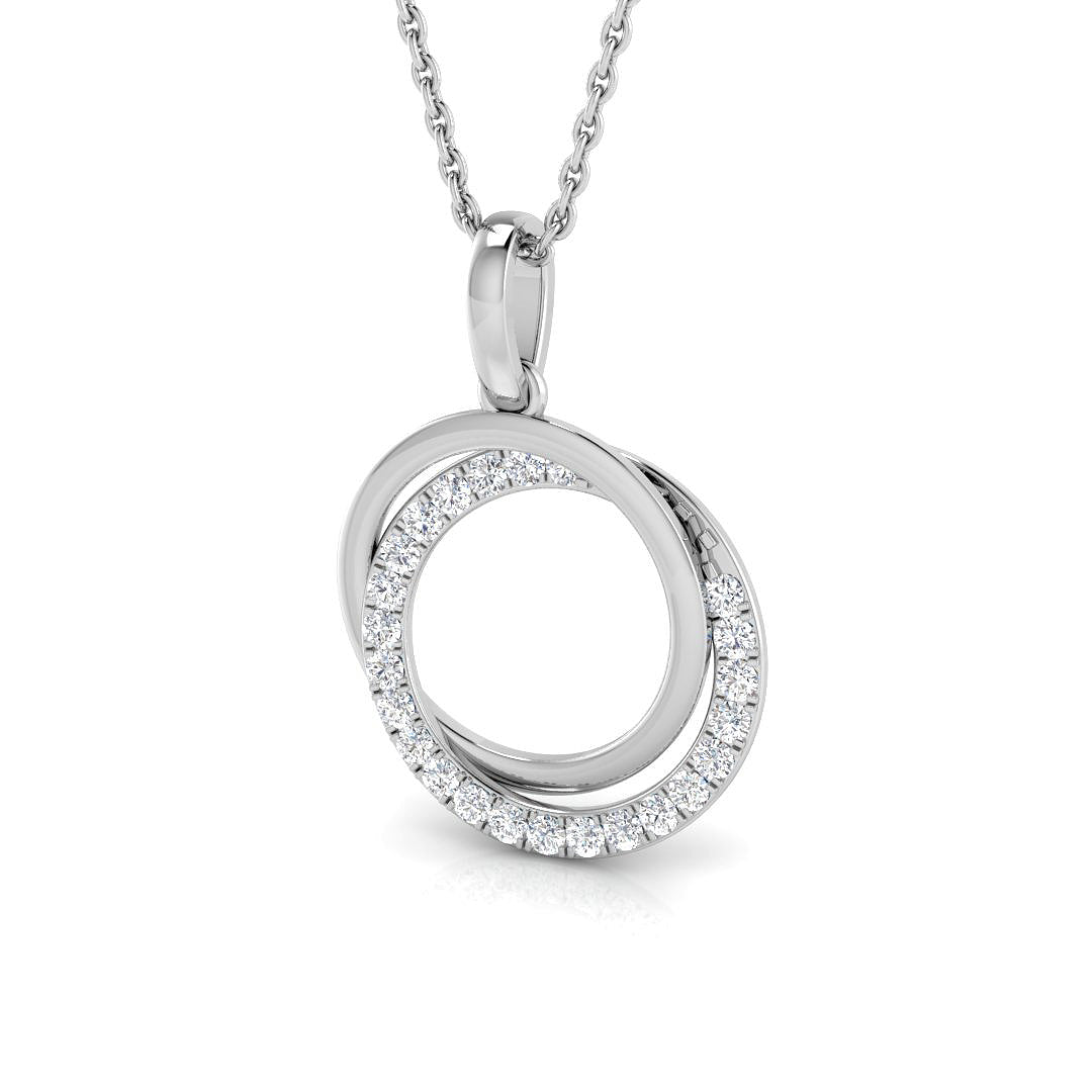 Intertwined Circle Diamond Pendant Necklace in 10K/14K gold and platinum with certified lab-grown or natural diamonds