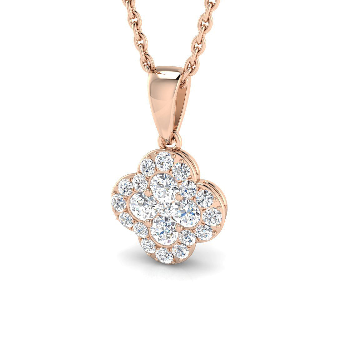 Flower Diamond Pendant Necklace in 10K/14K gold and platinum with certified lab-grown or natural diamonds
