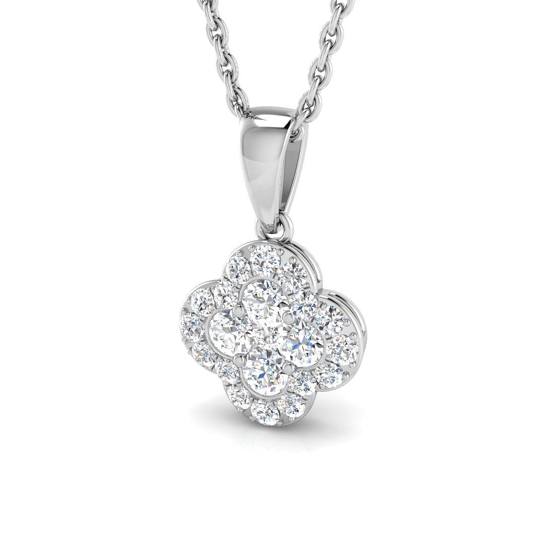 Flower Diamond Pendant Necklace in 10K/14K gold and platinum with certified lab-grown or natural diamonds