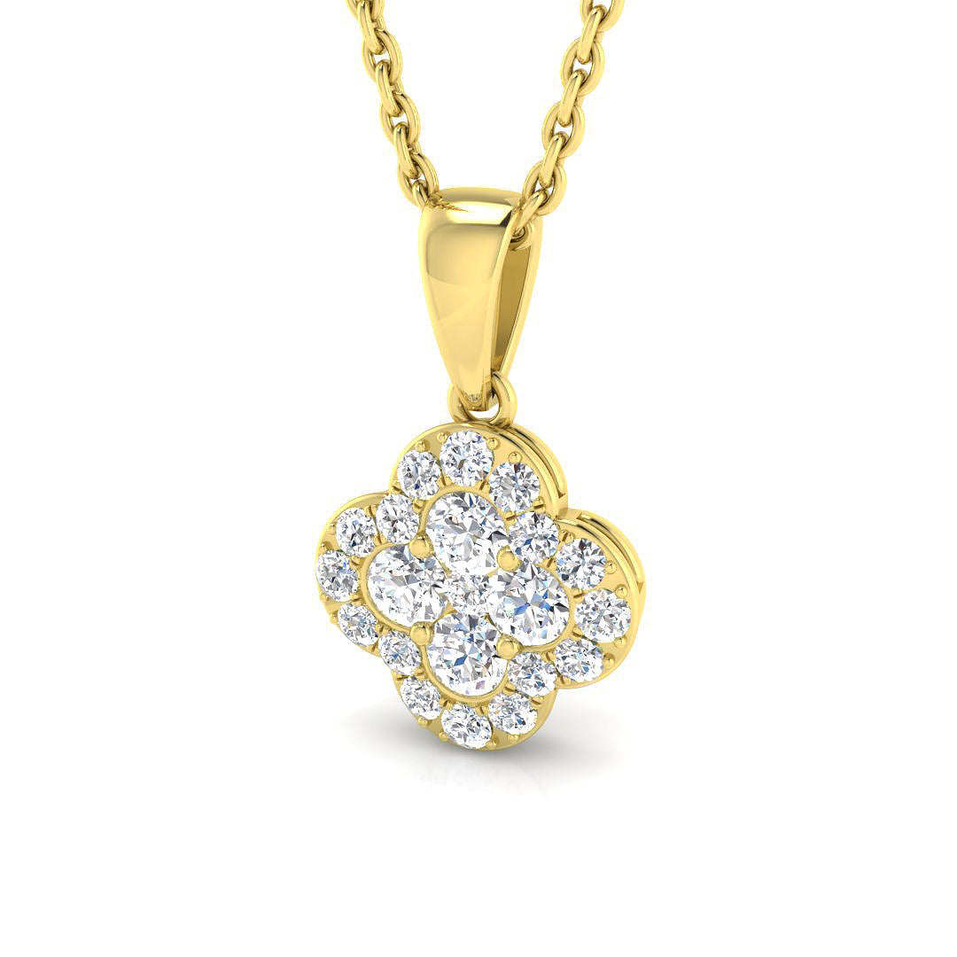 Flower Diamond Pendant Necklace in 10K/14K gold and platinum with certified lab-grown or natural diamonds