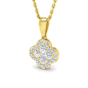 Flower Diamond Pendant Necklace in 10K/14K gold and platinum with certified lab-grown or natural diamonds