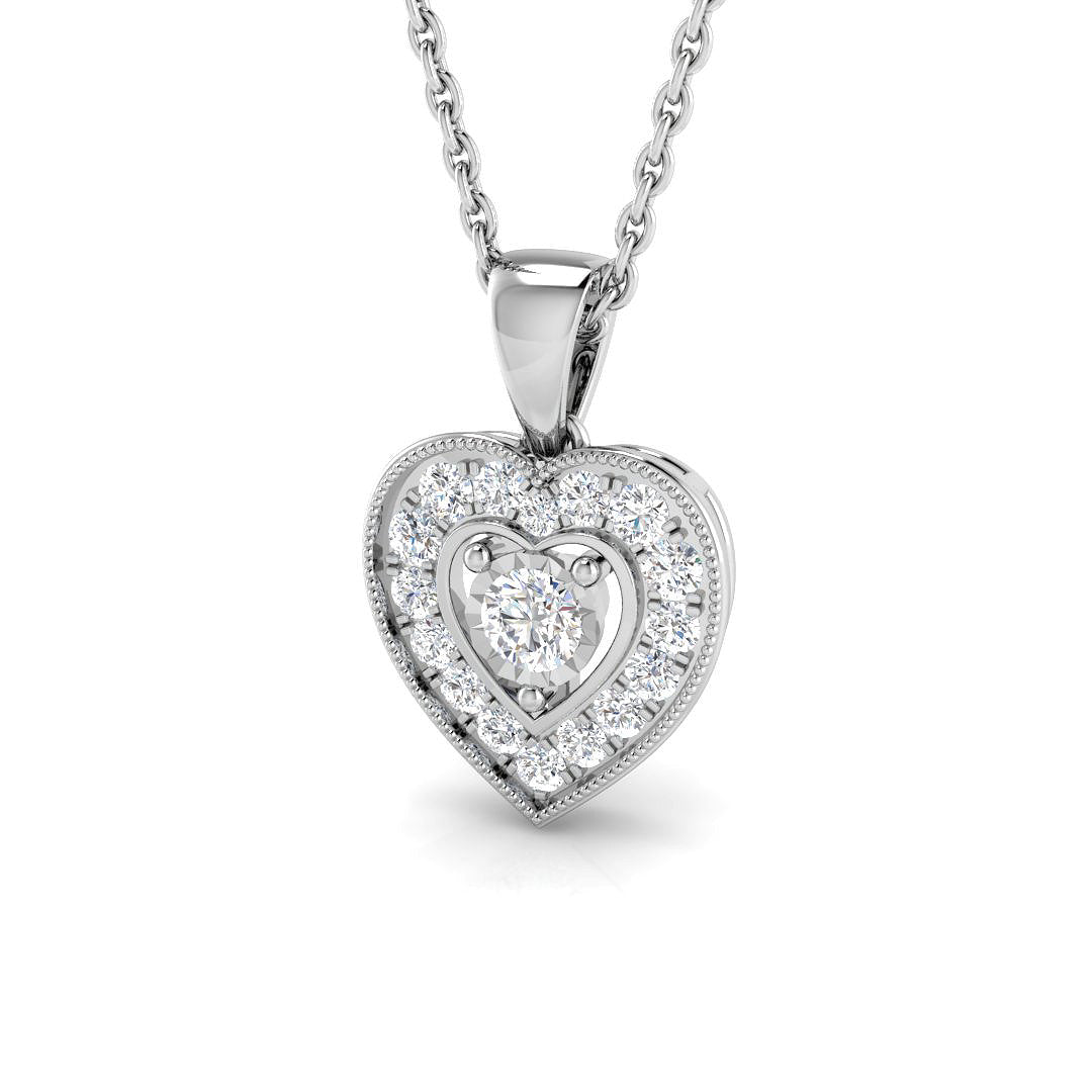 Diamond Heart Necklace in 10K/14K gold and platinum with certified lab-grown or natural diamonds