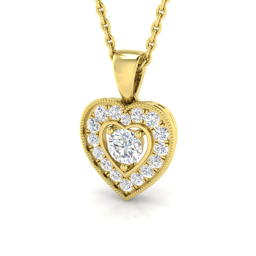 Diamond Heart Necklace in 10K/14K gold and platinum with certified lab-grown or natural diamonds