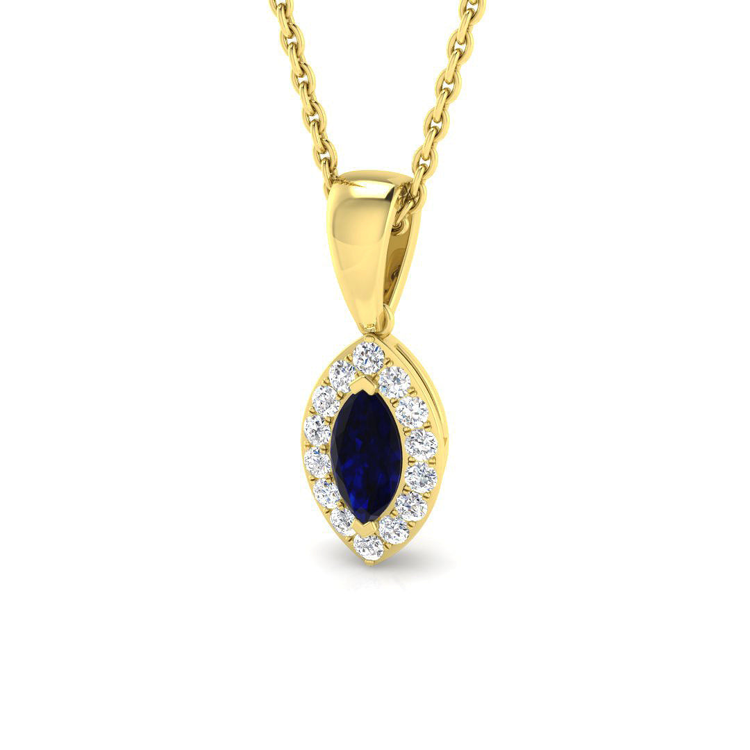 Sapphire Diamond Pendant UK in 10K/14K gold and platinum with certified lab-grown or natural diamonds