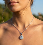Aquamarine Diamond Pendant UK in 10K/14K gold and platinum with certified lab-grown or natural diamonds