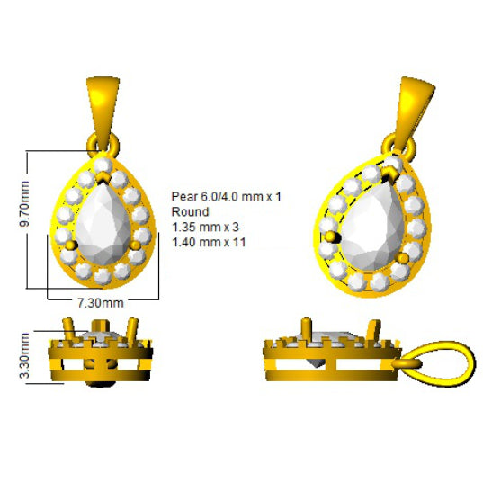 Aquamarine Diamond Pendant UK in 10K/14K gold and platinum with certified lab-grown or natural diamonds