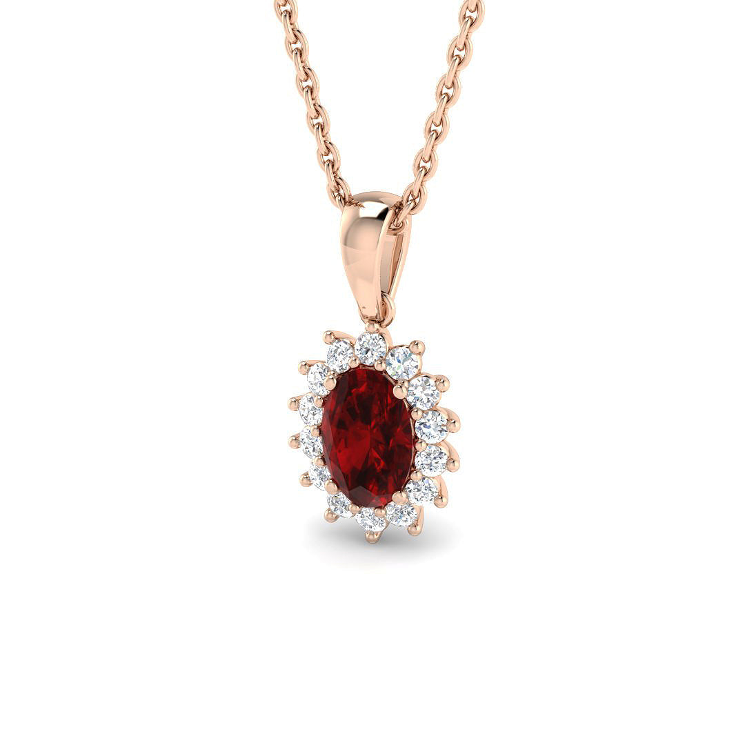 Ruby Diamond Pendant 0.75 in 10K/14K gold and platinum with certified lab-grown or natural diamonds