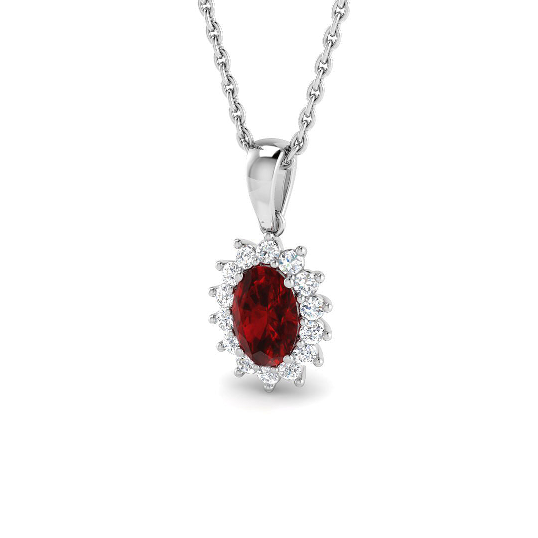 Ruby Diamond Pendant 0.75 in 10K/14K gold and platinum with certified lab-grown or natural diamonds