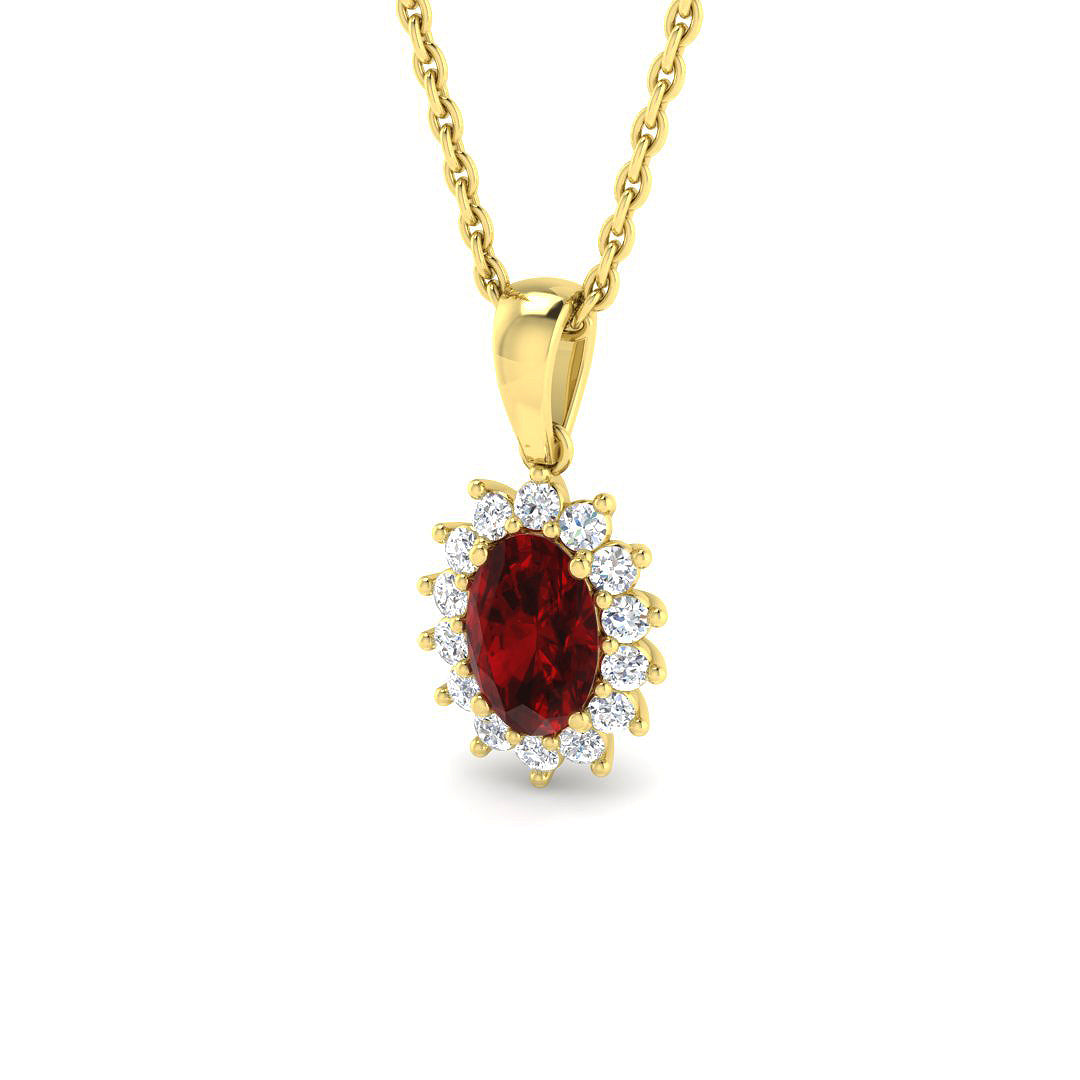 Ruby Diamond Pendant 0.75 in 10K/14K gold and platinum with certified lab-grown or natural diamonds