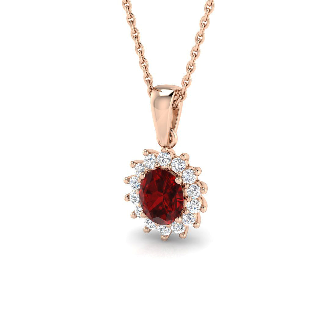 Ruby Diamond Pendant 0.75 in 10K/14K gold and platinum with certified lab-grown or natural diamonds