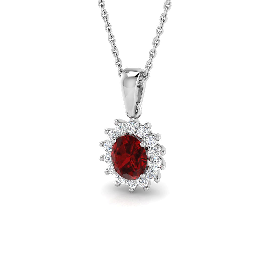 Ruby Diamond Pendant 0.75 in 10K/14K gold and platinum with certified lab-grown or natural diamonds