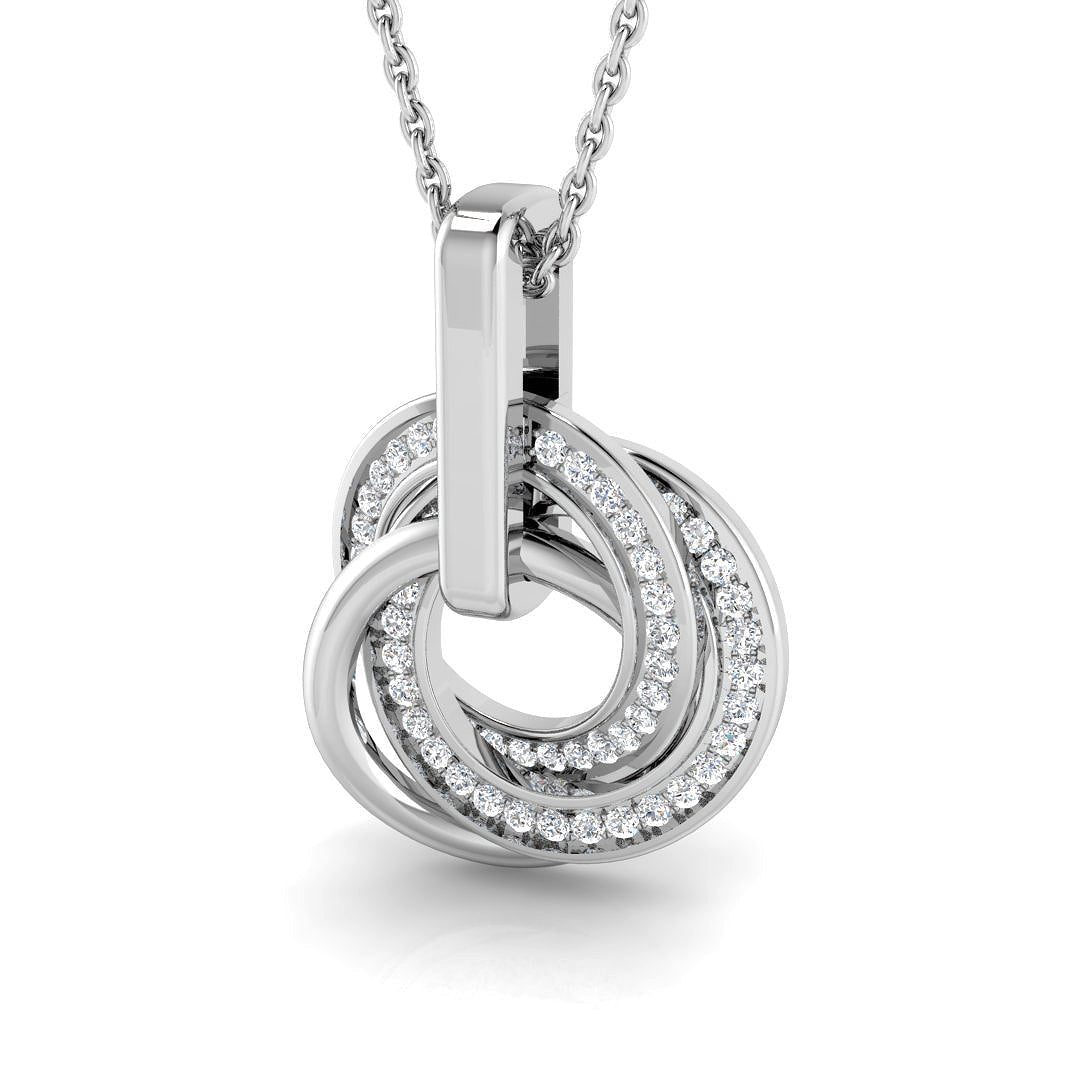 Intertwined Circle Diamond Pendant in 10K/14K gold and platinum with certified lab-grown or natural diamonds