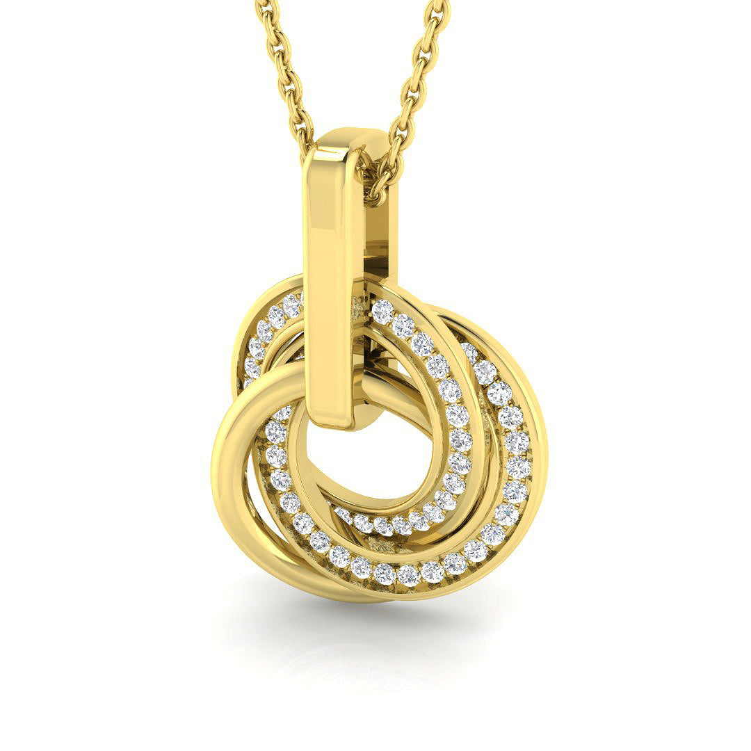 Intertwined Circle Diamond Pendant in 10K/14K gold and platinum with certified lab-grown or natural diamonds