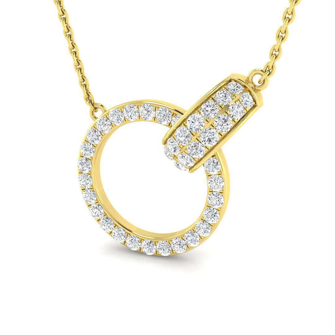 Interlocking Circle Diamond Pendant in 10K/14K gold and platinum with certified lab-grown or natural diamonds