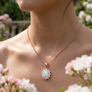 Opal Diamond Pendant UK in 10K/14K gold and platinum with certified lab-grown or natural diamonds