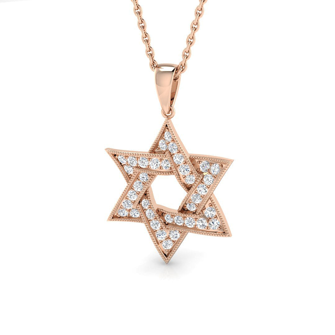 Star of David Diamond Pendant in 10K/14K gold and platinum with certified lab-grown or natural diamonds