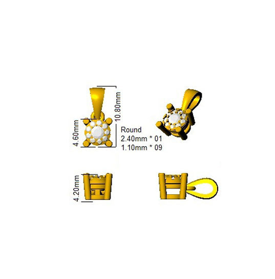 Colt Cluster Diamond Necklace 0.1ct to 1ct Gold (Without Chain ) in 10K/14K gold and platinum with certified lab-grown or natural diamonds