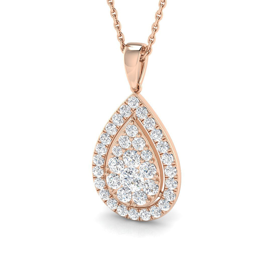 Pear Cluster Diamond Pendant Necklace 1.00Ct in Gold Without Chain in 10K/14K gold and platinum with certified lab-grown or natural diamonds