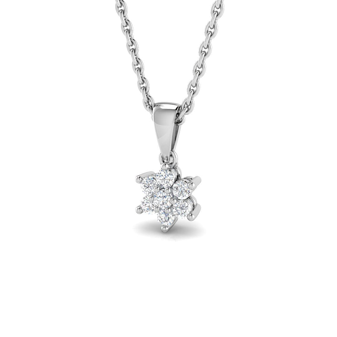 Diamond Flower Pendant Necklace in Without Chain in 10K/14K gold and platinum with certified lab-grown or natural diamonds