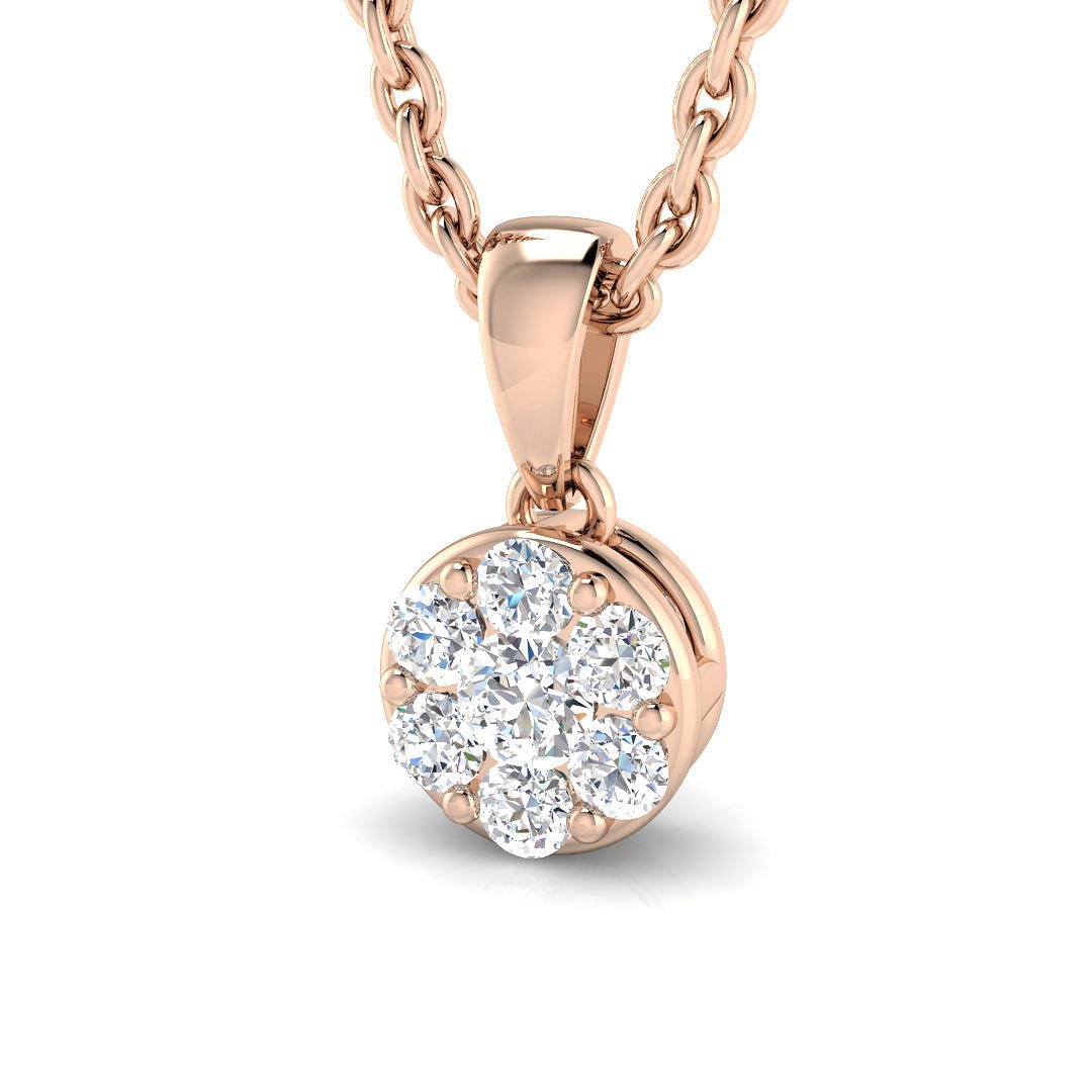 Flower-Shaped Diamond Pendant in 10K/14K gold and platinum with certified lab-grown or natural diamonds