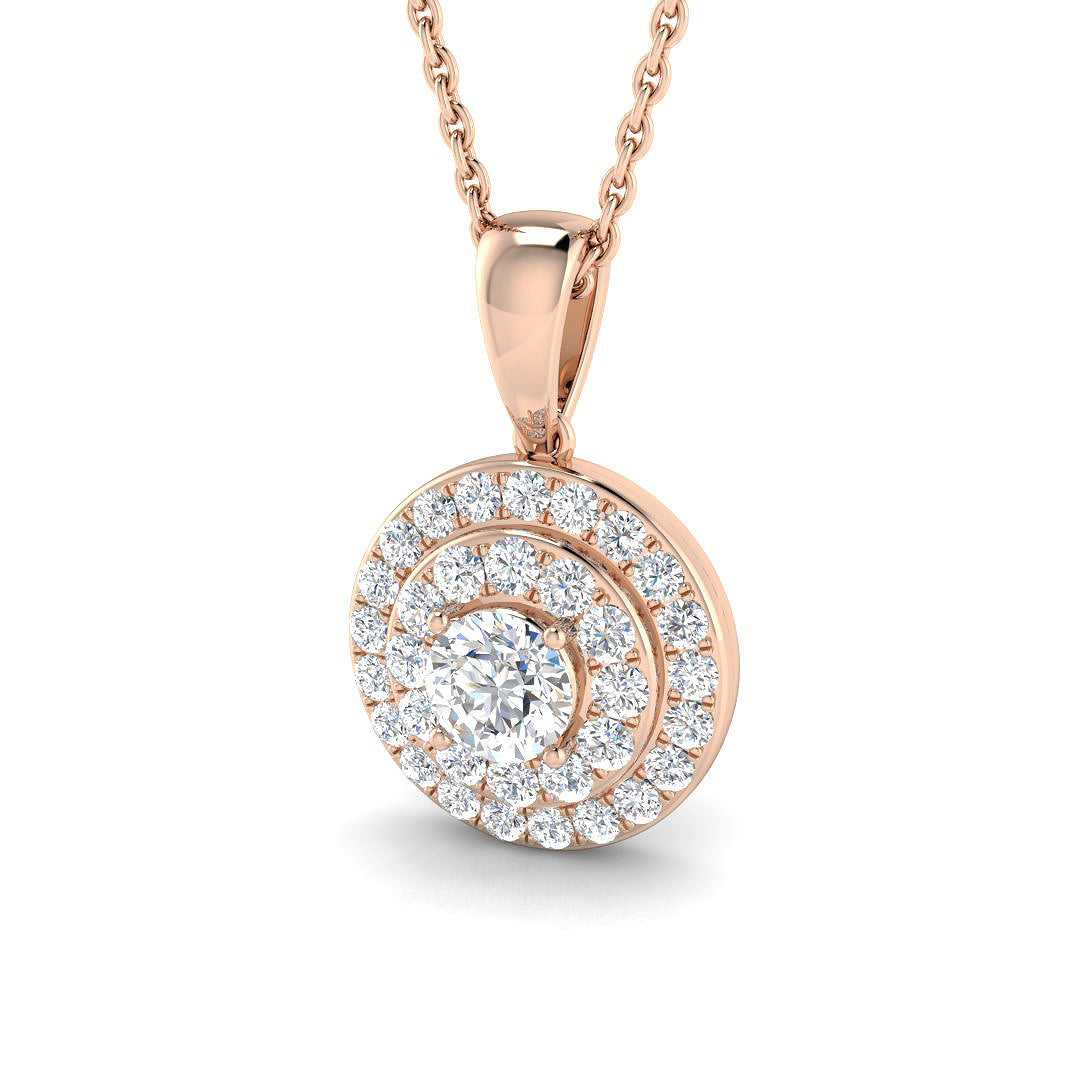 Spiral Diamond Pendant Necklace in 10K/14K gold and platinum with certified lab-grown or natural diamonds