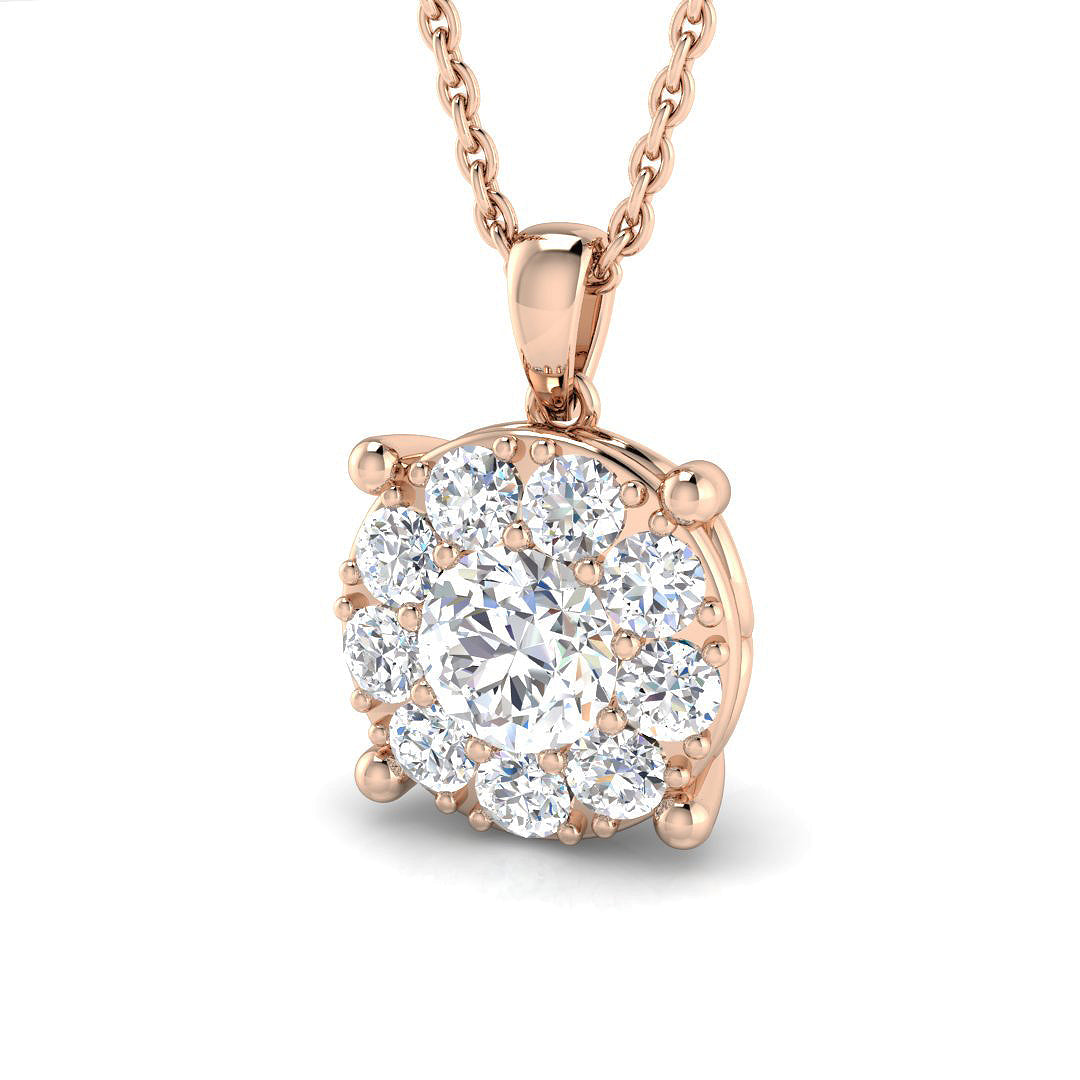 Colt Cluster Diamond Necklace 0.1ct to 1ct Gold (Without Chain ) in 10K/14K gold and platinum with certified lab-grown or natural diamonds