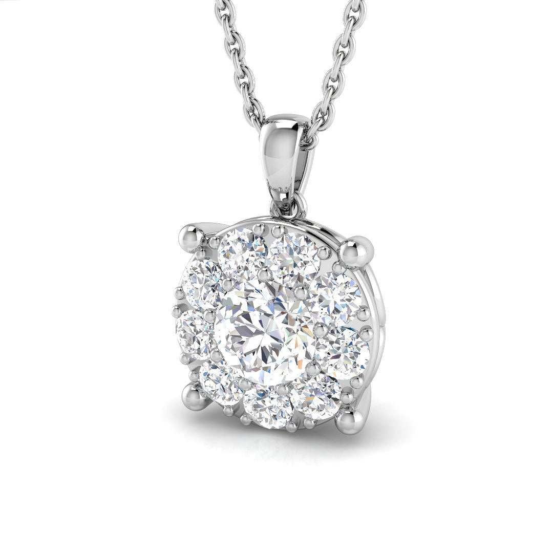 Colt Cluster Diamond Necklace 0.1ct to 1ct Gold (Without Chain ) in 10K/14K gold and platinum with certified lab-grown or natural diamonds