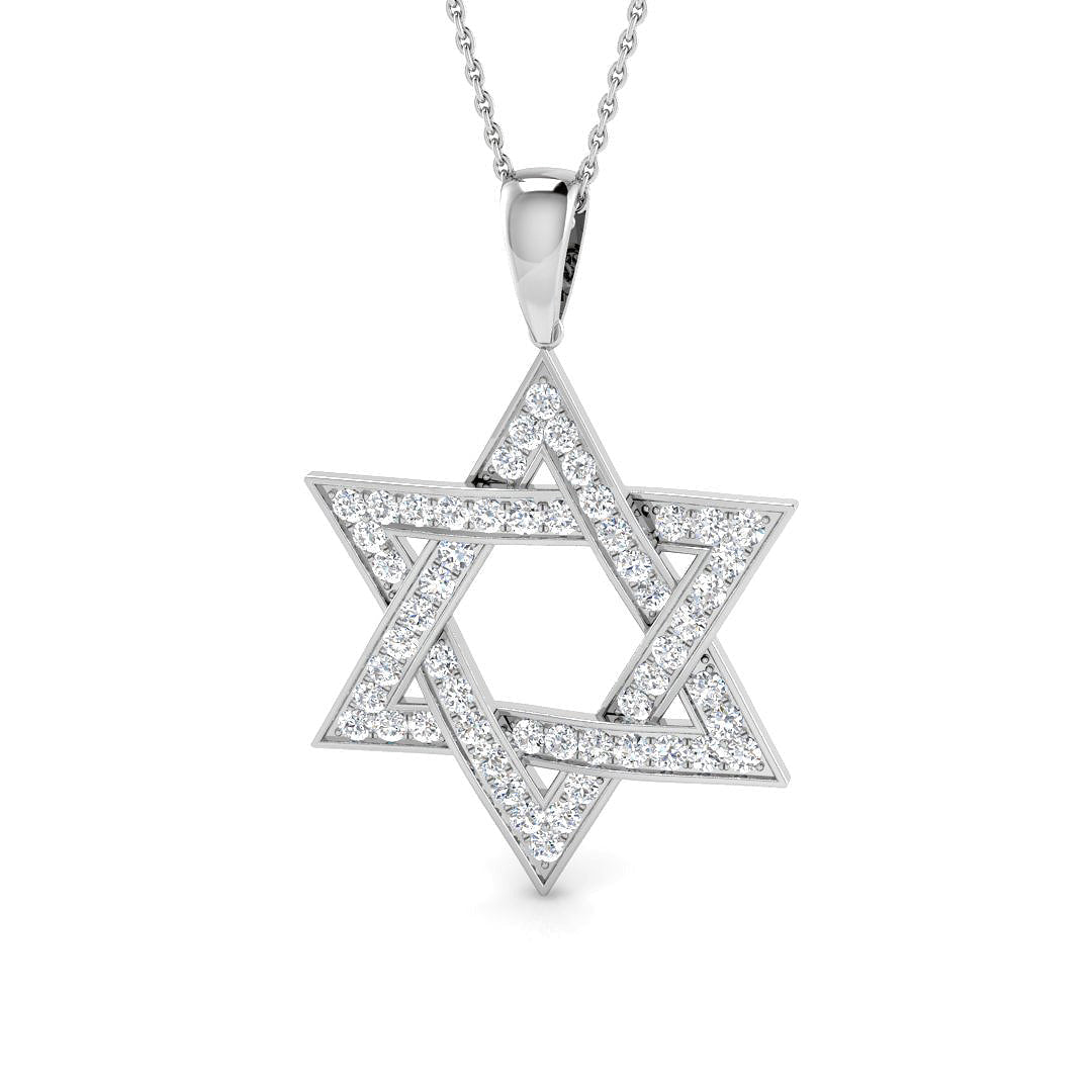 Star of David Diamond Pendant in 10K/14K gold and platinum with certified lab-grown or natural diamonds