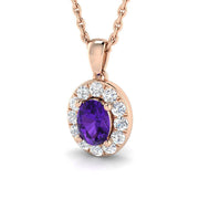 Amethyst Diamond Pendant 0.5 in 10K/14K gold and platinum with certified lab-grown or natural diamonds
