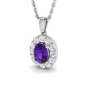 Amethyst Diamond Pendant 0.5 in 10K/14K gold and platinum with certified lab-grown or natural diamonds