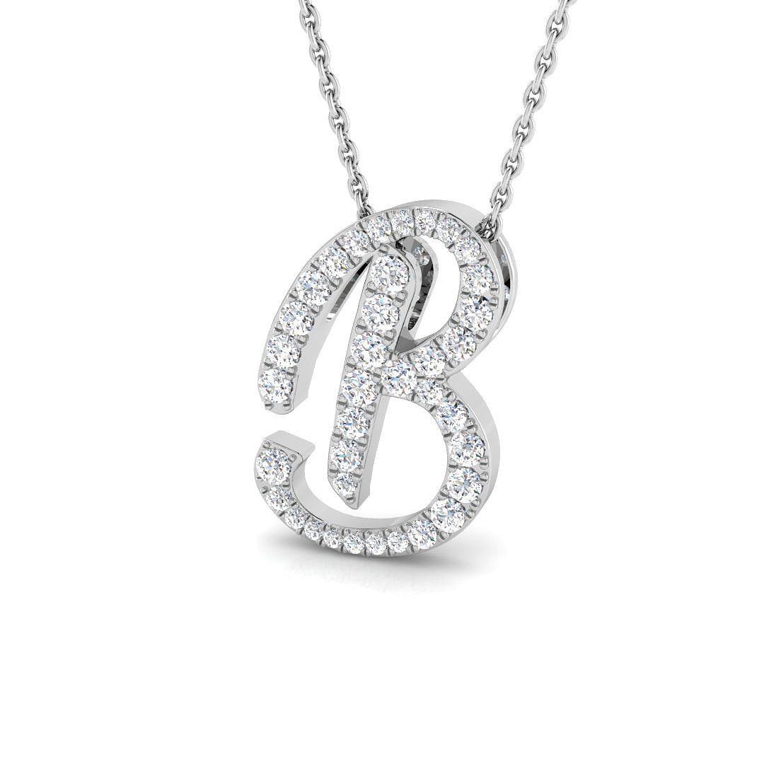 Paved Initial Diamond Pendant Necklace in 10K/14K gold and platinum with certified lab-grown or natural diamonds