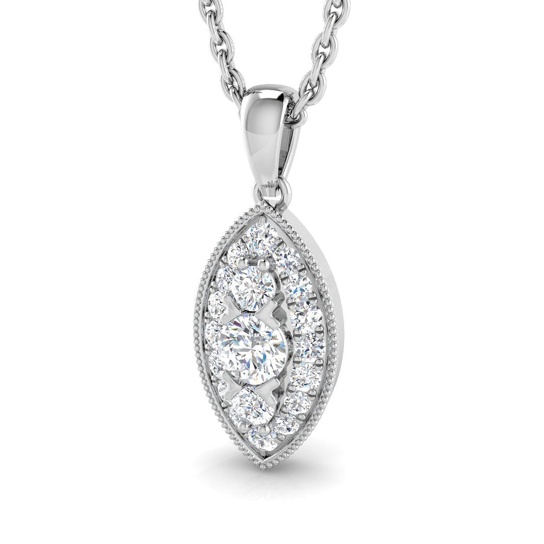 Vintage Diamond Marquise Pendant Necklace in Platinum - Luxury Design in 10K/14K gold and platinum with certified lab-grown or natural diamonds
