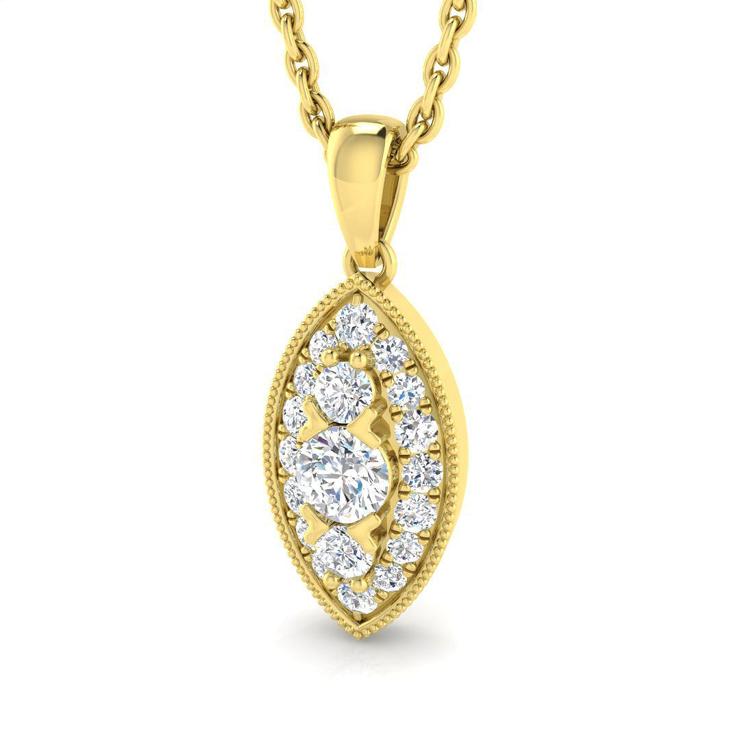 Vintage Diamond Marquise Pendant Necklace in Platinum - Luxury Design in 10K/14K gold and platinum with certified lab-grown or natural diamonds