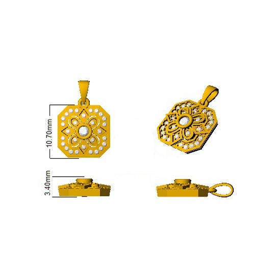 Floral Octagon Diamond Pendant Necklace in Vintage Style Without Chain in 10K/14K gold and platinum with certified lab-grown or natural diamonds