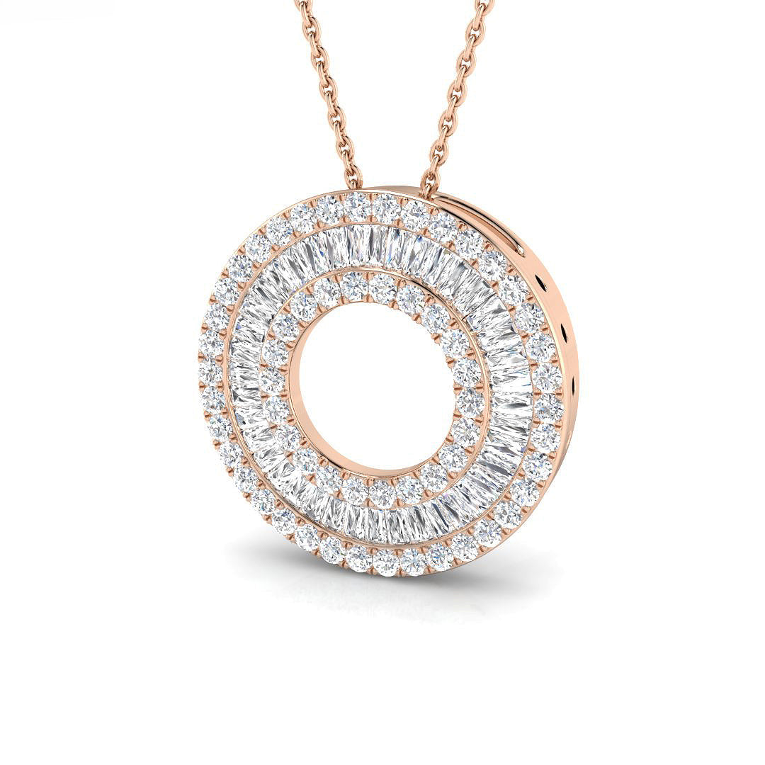 Clover Baguette Diamond Pendant in 10K/14K gold and platinum with certified lab-grown or natural diamonds