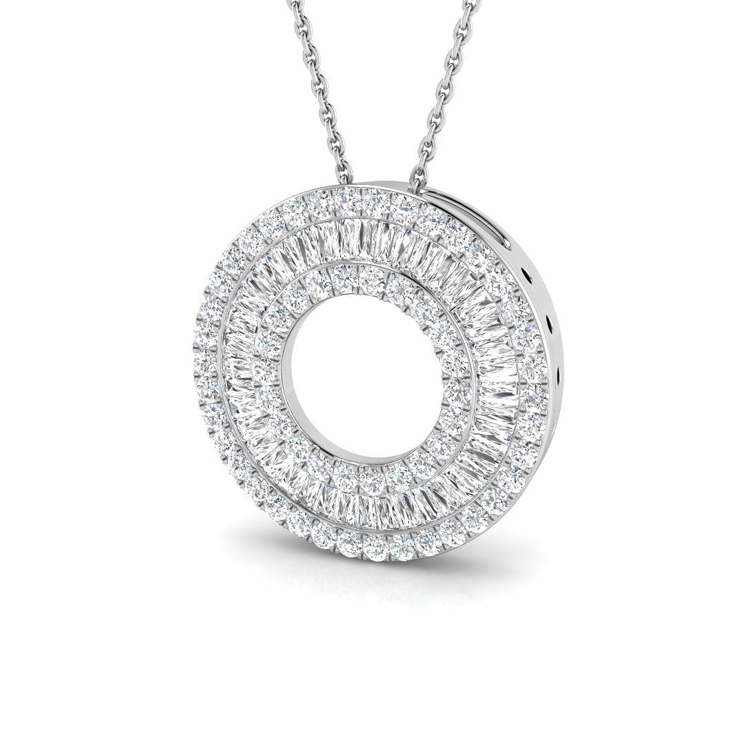 Clover Baguette Diamond Pendant in 10K/14K gold and platinum with certified lab-grown or natural diamonds