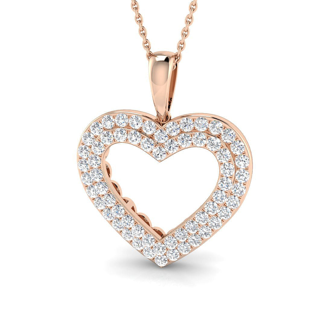 Heart-Shaped Diamond Pendant in 10K/14K gold and platinum with certified lab-grown or natural diamonds