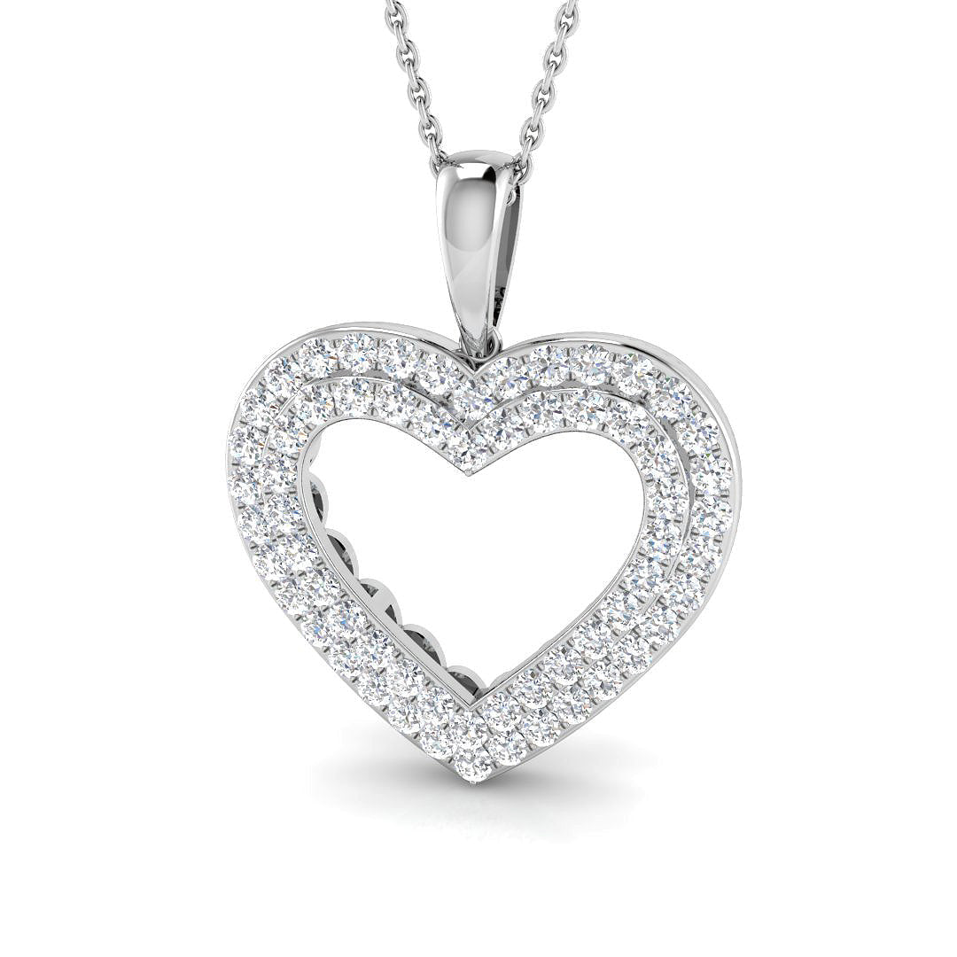 Heart-Shaped Diamond Pendant in 10K/14K gold and platinum with certified lab-grown or natural diamonds