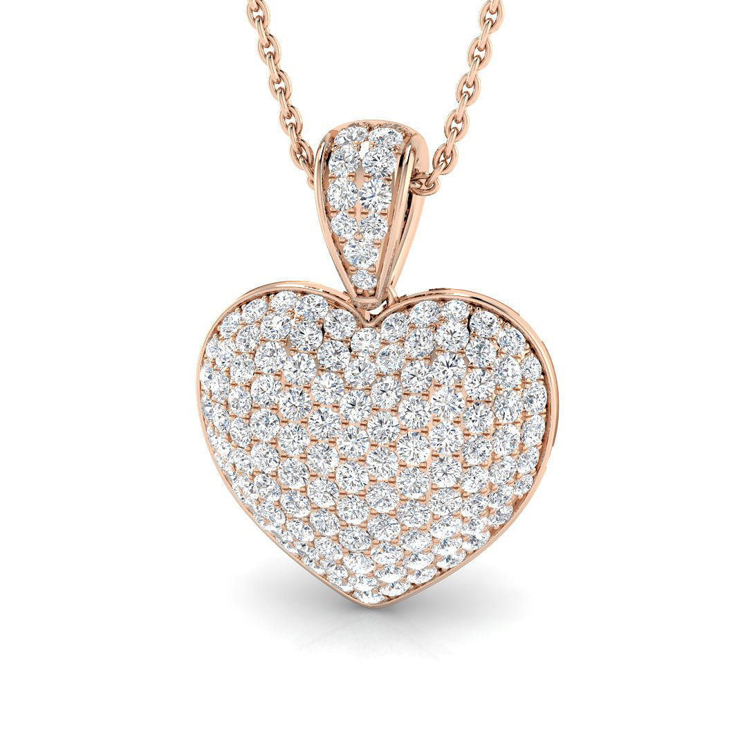 Tulip Heart Diamond Pendant 1ct to 3ct Gold (Without Chain ) in 10K/14K gold and platinum with certified lab-grown or natural diamonds